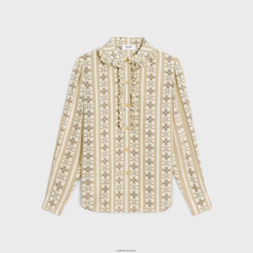 îmbrăcăminte ro CELINE femei bluză cu volan în crepe de chine 8R6R60578