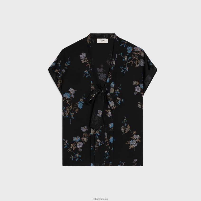 îmbrăcăminte ro CELINE femei bluză lavalliere din georgette de mătase 8R6R60841