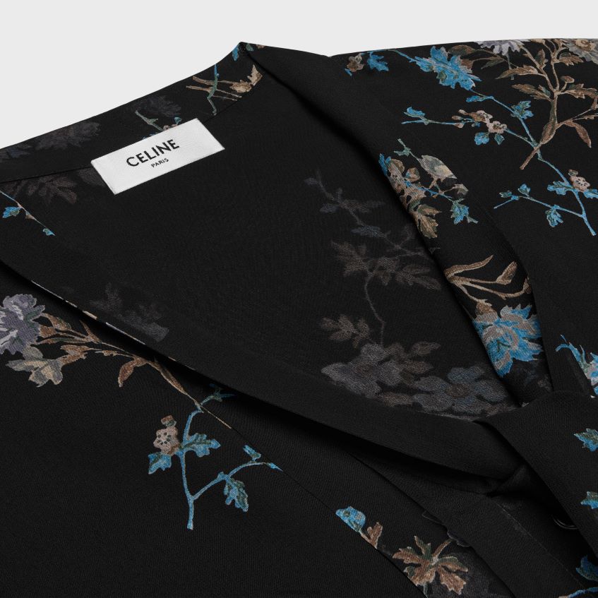 îmbrăcăminte ro CELINE femei bluză lavalliere din georgette de mătase 8R6R60841