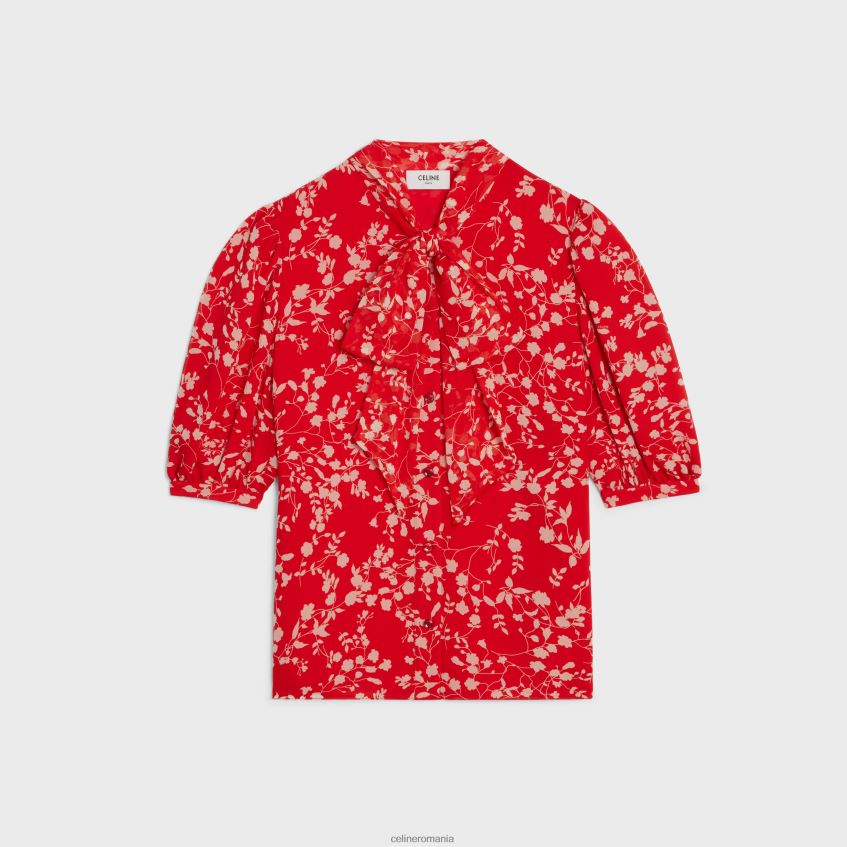 îmbrăcăminte ro CELINE femei bluză lavalliere din georgette de mătase 8R6R60842