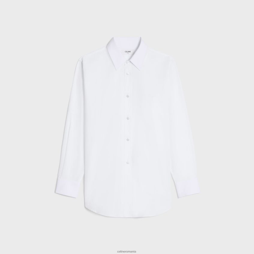 îmbrăcăminte ro CELINE femei cămașă de băiețel din poplin de bumbac 8R6R60577