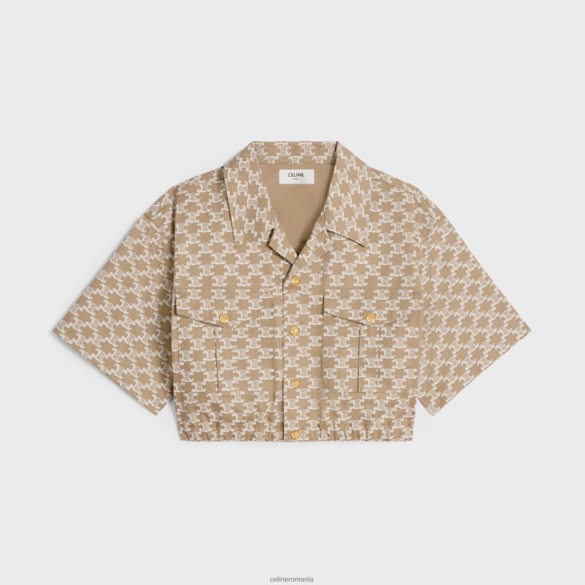 îmbrăcăminte ro CELINE femei cămașă decupată din bumbac tehnic 8R6R60639