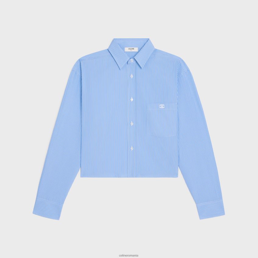 îmbrăcăminte ro CELINE femei cămașă decupată din popelin de bumbac cu dungi 8R6R60835