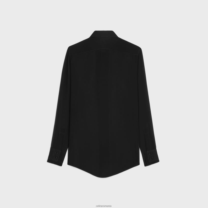 îmbrăcăminte ro CELINE femei cămașă romy din georgette de mătase 8R6R60636