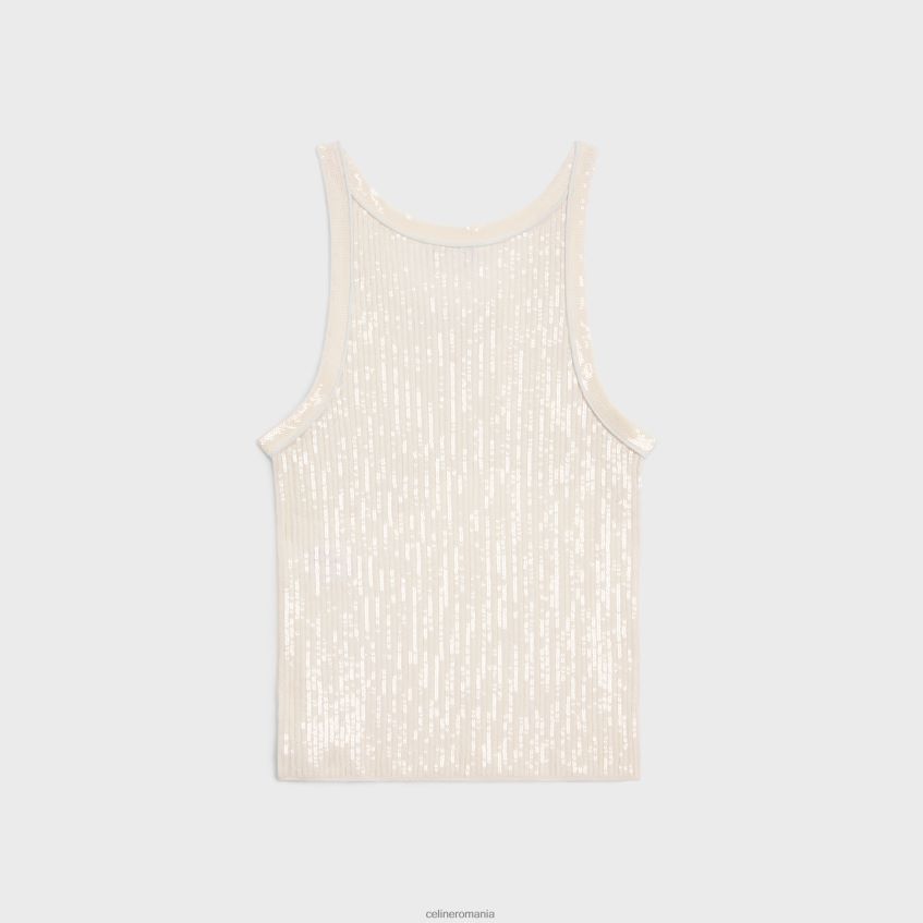 îmbrăcăminte ro CELINE femei top brodat din mătase cu nervuri 8R6R60570