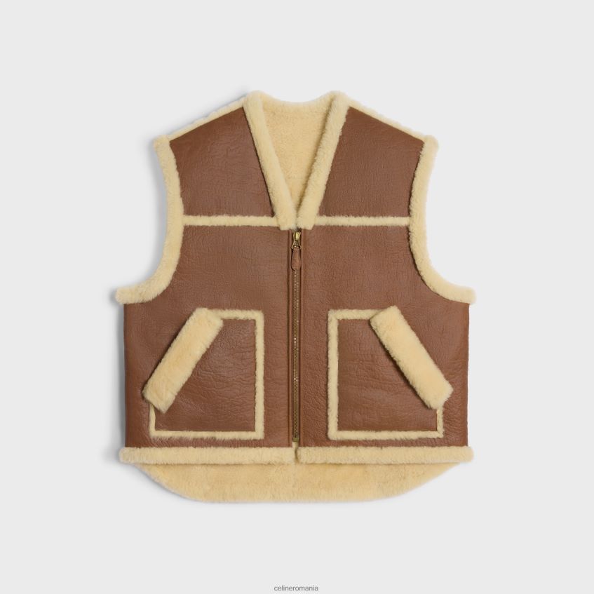 îmbrăcăminte ro CELINE femei vestă cu finisaj vintage din shearling 8R6R60626