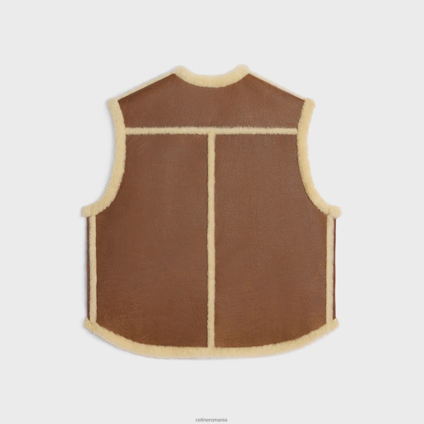 îmbrăcăminte ro CELINE femei vestă cu finisaj vintage din shearling 8R6R60626