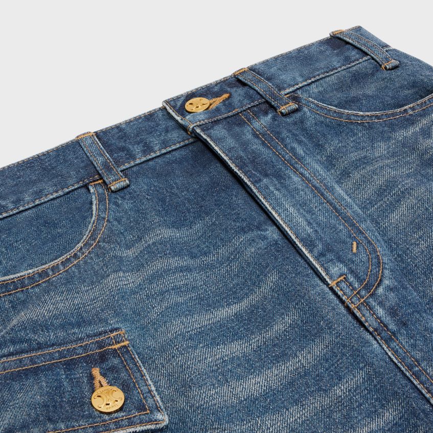 îmbrăcăminte ro CELINE femei fustă mini cargo din denim 8R6R60823