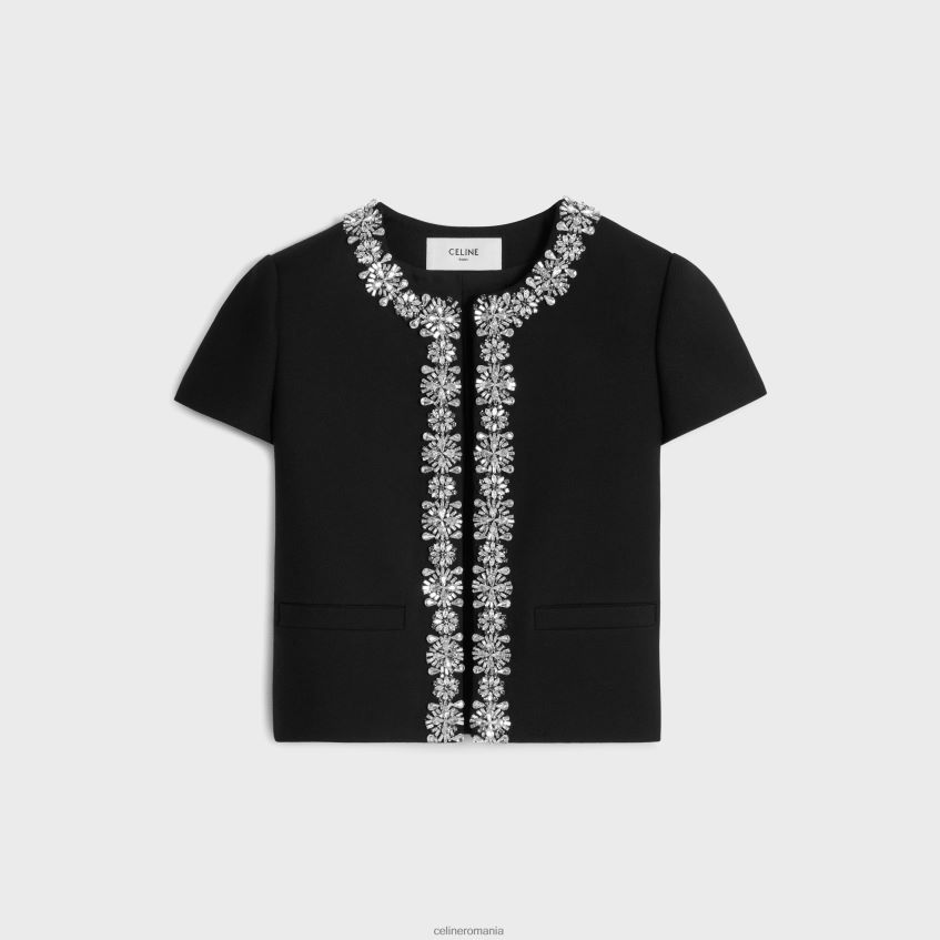 îmbrăcăminte ro CELINE femei geaca chelsea brodata din lana diagonala 8R6R60551