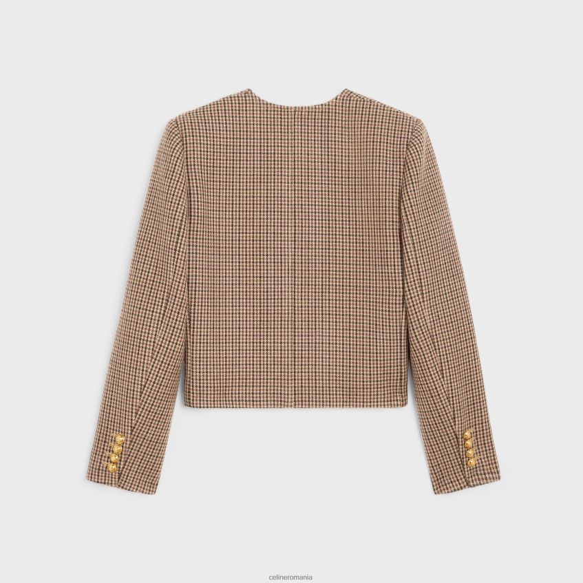 îmbrăcăminte ro CELINE femei jachetă chelsea din lână dublă cu picioare de găină 8R6R60692