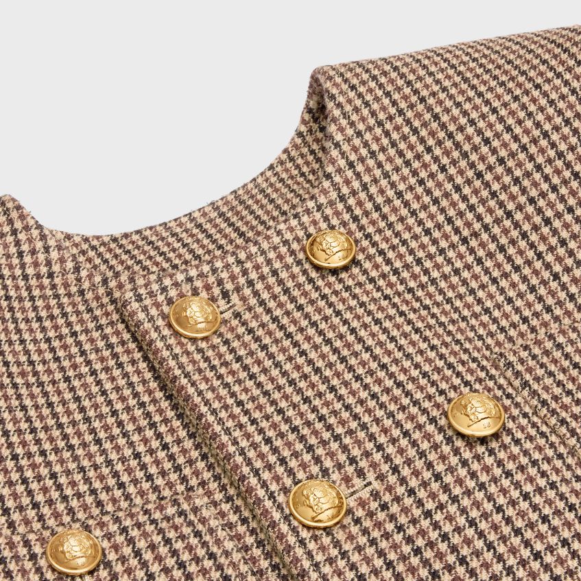 îmbrăcăminte ro CELINE femei jachetă chelsea din lână dublă cu picioare de găină 8R6R60692