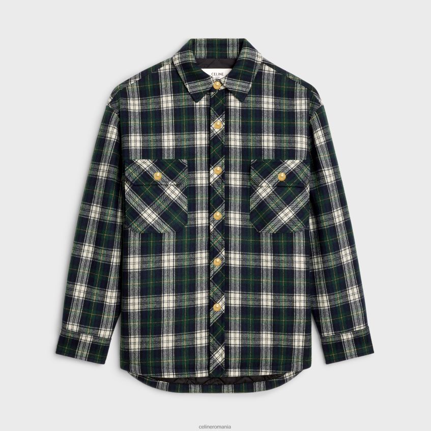 îmbrăcăminte ro CELINE femei supracămașă din tartan cașmir 8R6R60732