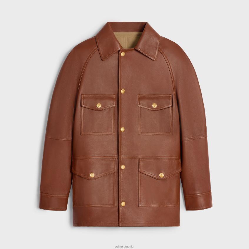 îmbrăcăminte ro CELINE femei parka supradimensionată din piele moale de miel 8R6R60622