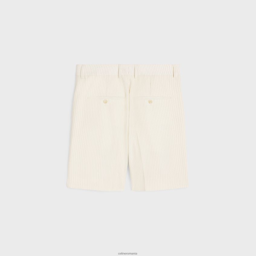 îmbrăcăminte ro CELINE femei pantaloni scurți cu trei pliuri din lână cu dungi 8R6R60878