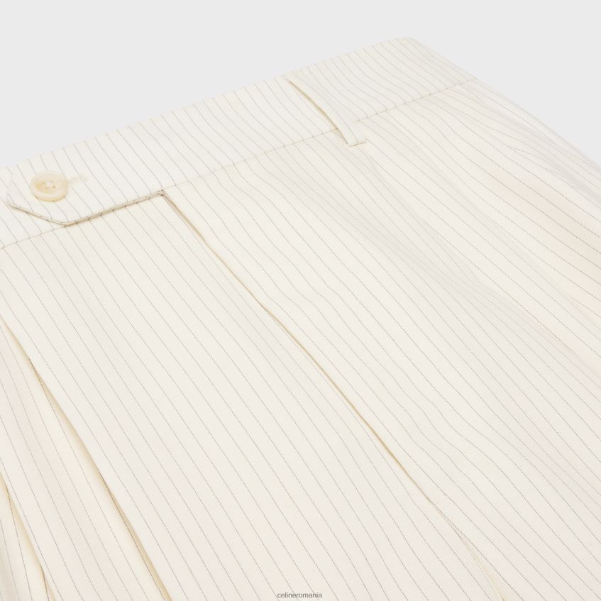 îmbrăcăminte ro CELINE femei pantaloni scurți cu trei pliuri din lână cu dungi 8R6R60878