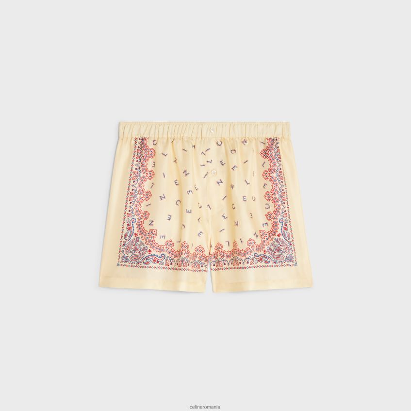îmbrăcăminte ro CELINE femei pantaloni scurți fluidi din twill de mătase 8R6R60895