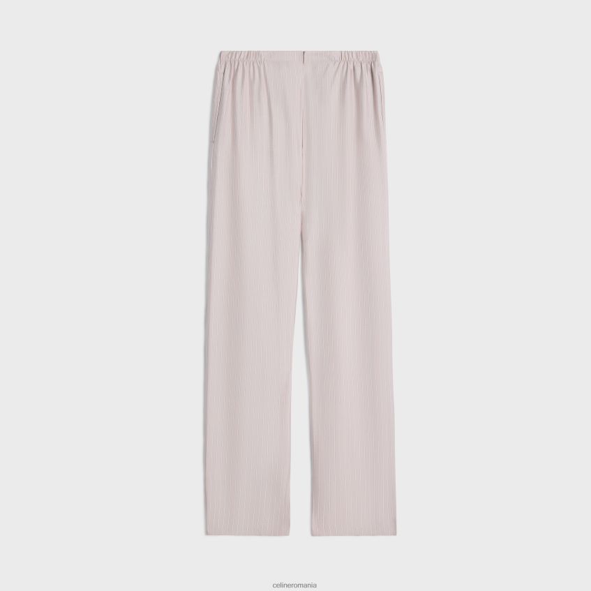 îmbrăcăminte ro CELINE femei pantaloni de pijama din mătase cu dungi 8R6R60682