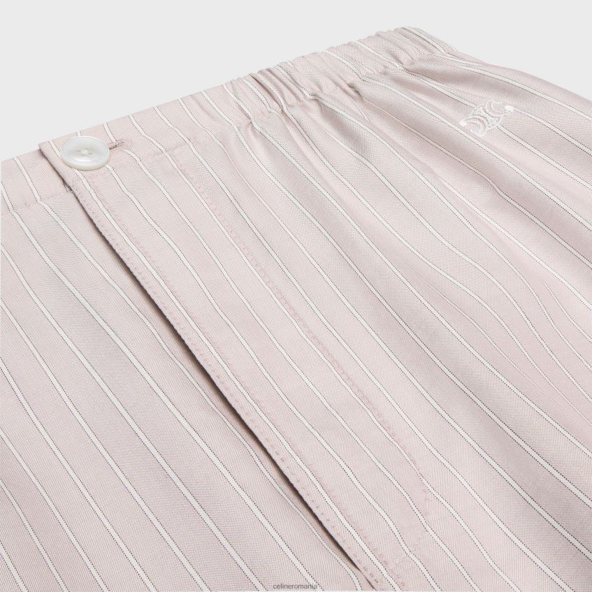 îmbrăcăminte ro CELINE femei pantaloni de pijama din mătase cu dungi 8R6R60682