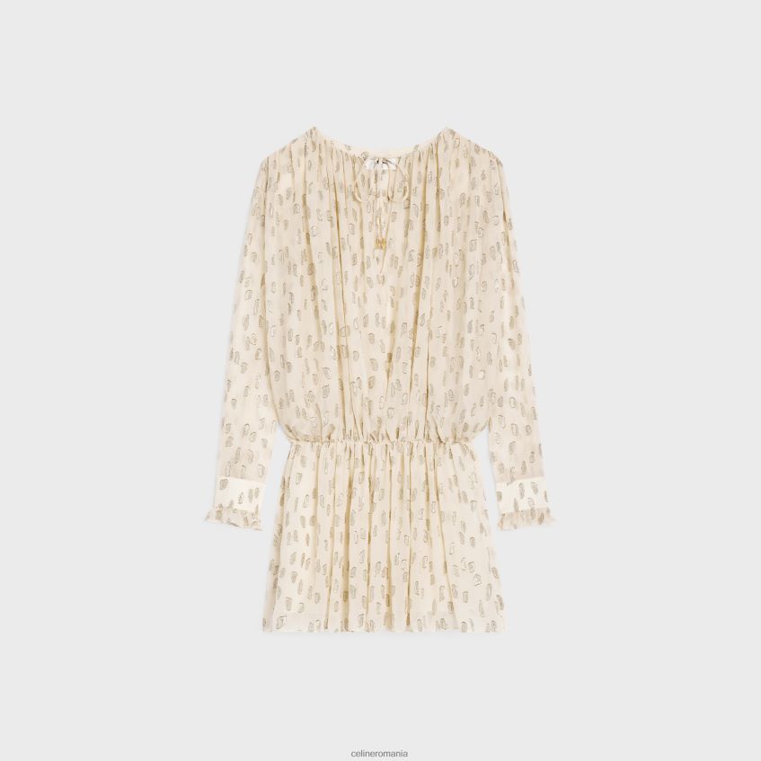 îmbrăcăminte ro CELINE femei rochie mini adunata in fil coupe matase lame 8R6R60796