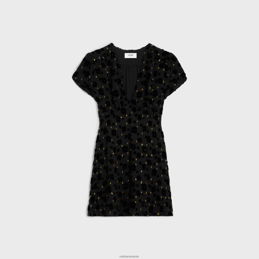 îmbrăcăminte ro CELINE femei rochie mini babydoll din catifea fil coupe 8R6R60654