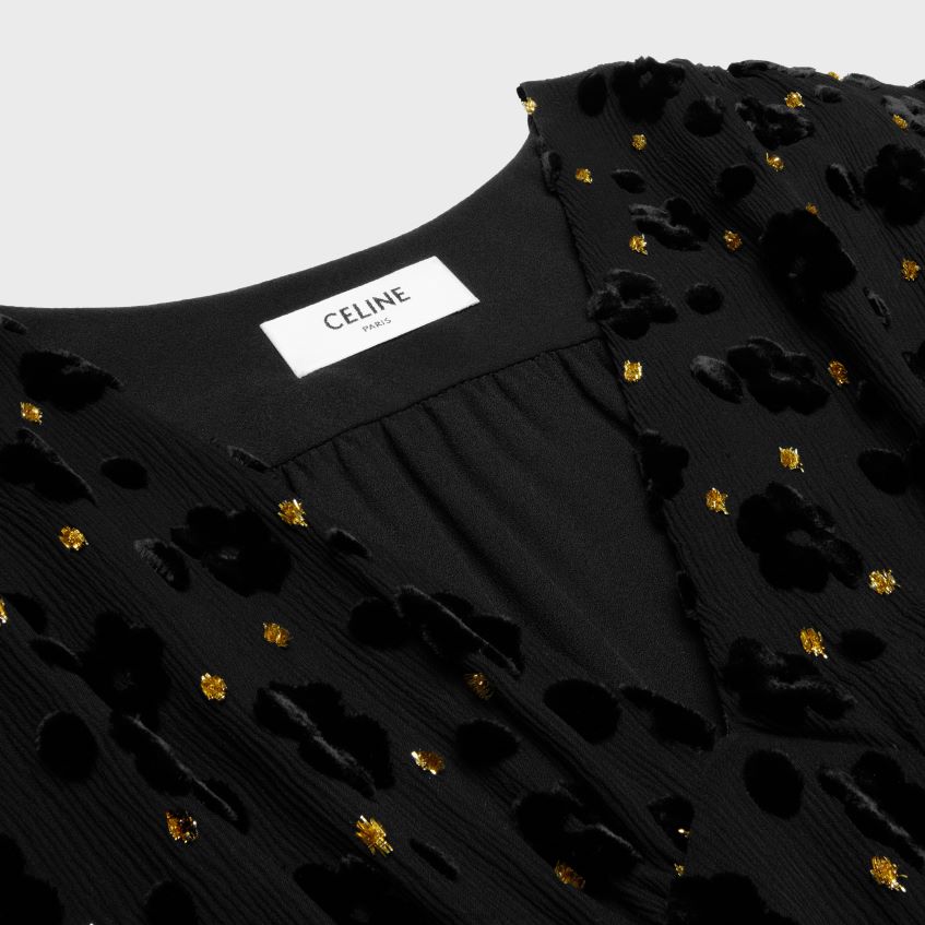 îmbrăcăminte ro CELINE femei rochie mini babydoll din catifea fil coupe 8R6R60654