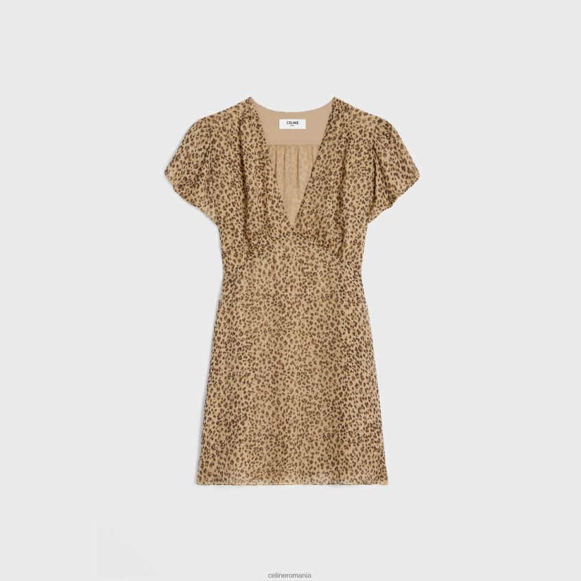 îmbrăcăminte ro CELINE femei rochie mini babydoll din muselina de matase 8R6R60655