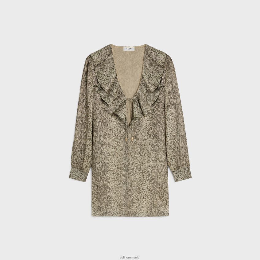 îmbrăcăminte ro CELINE femei rochie mini jabot din crepon lame 8R6R60653