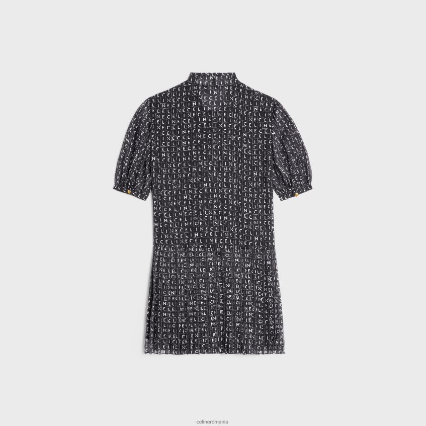 îmbrăcăminte ro CELINE femei rochie mini lavalliere din georgette de matase 8R6R60790