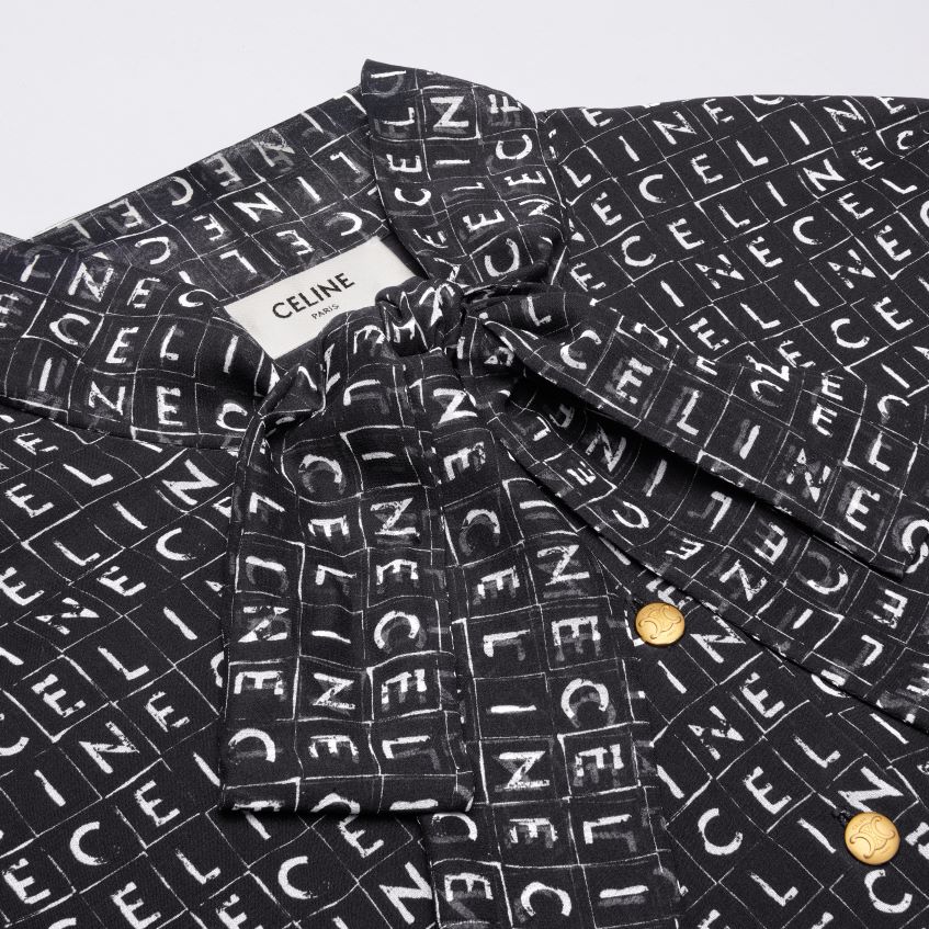 îmbrăcăminte ro CELINE femei rochie mini lavalliere din georgette de matase 8R6R60790