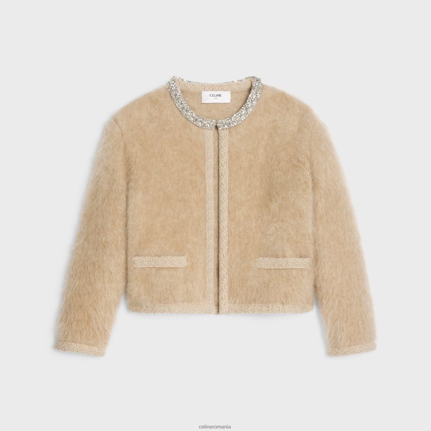 îmbrăcăminte ro CELINE femei cardigan brodat din mohair periat 8R6R60763