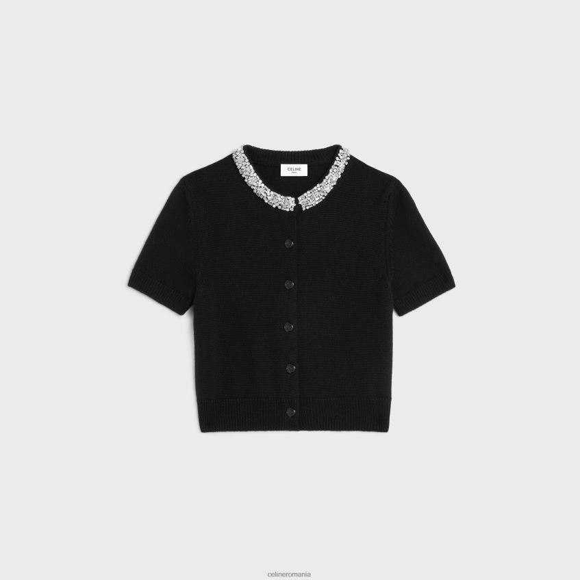 îmbrăcăminte ro CELINE femei cardigan decupat brodat din cașmir 8R6R60768