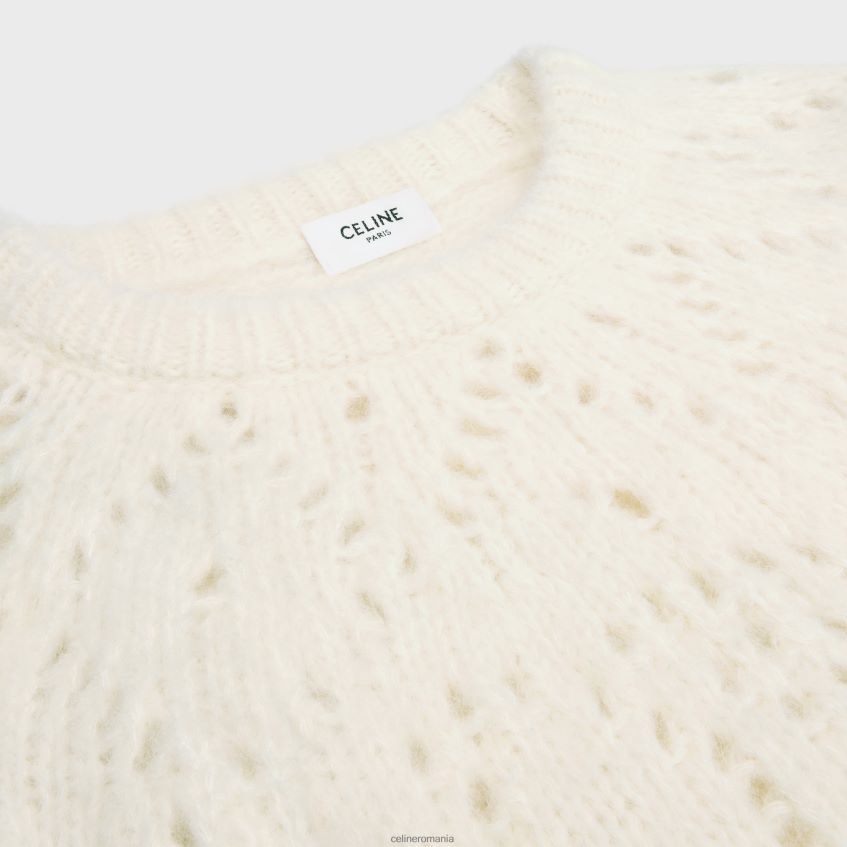 îmbrăcăminte ro CELINE femei pulover cu gâtul turn din triomphe fair isle pointelle din lână alpaca 8R6R60607