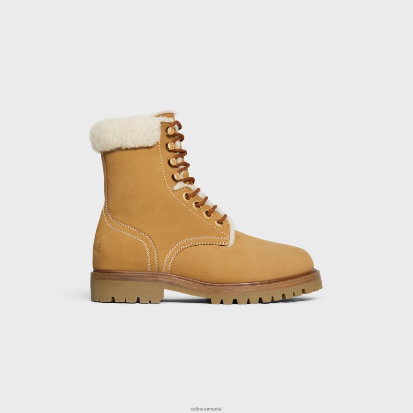 încălţăminte ro CELINE femei cizme medii kurt cu șireturi din piele de vițel nubuc și shearling 8R6R60951