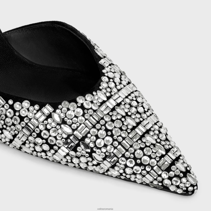 încălţăminte ro CELINE femei Pompă cu curele pentru pisoi din piele intoarsa de capra cu stras si piele de vitel 8R6R60982