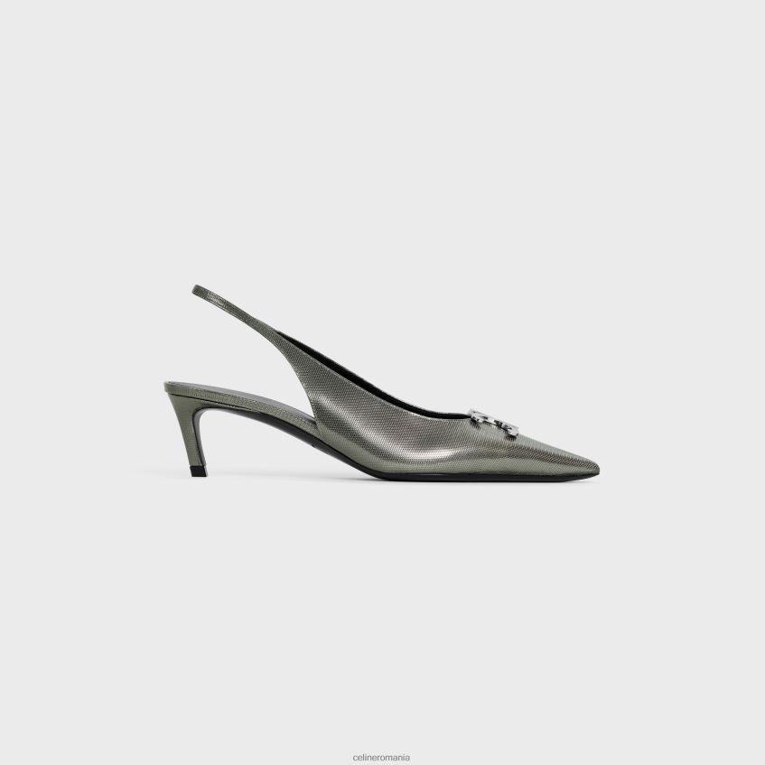 încălţăminte ro CELINE femei Slingback alma triomphe din piele de vițel metalizată grafică 8R6R60918