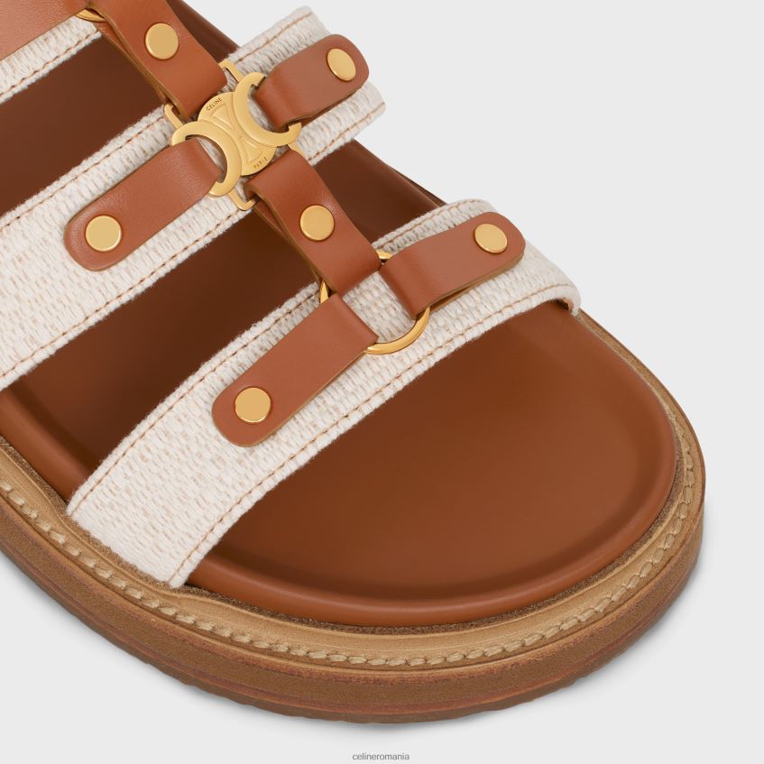 încălţăminte ro CELINE femei tobogan tippi din pânză și piele de vițel 8R6R60939